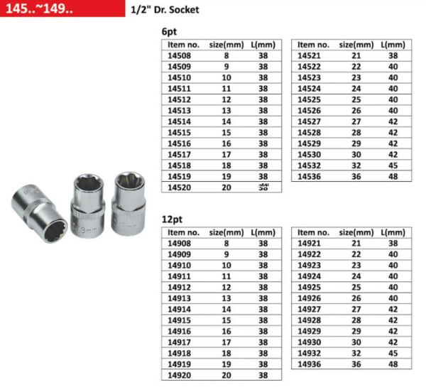 Головка торцевая 1/2" 10мм (6-гран.)