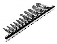 Набор головок торцевых 1/4"-3/8" Torx Т10Н-Т60Н с отверстием 11 предметов JTC-3902