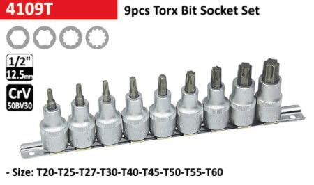Набор головок торцевых 1/4" TORX Т20-Т60