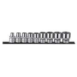 Набор головок 1/4"-3/4" 3/8" 6-гранных 9пр. на держателе