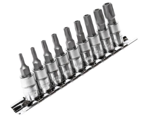 Набор бит 1/4, TORX 5-ти гранных 9 предметов JTC