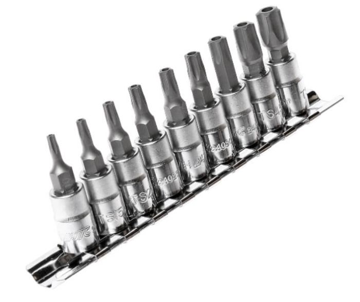 Набор бит 1/4, TORX 5-ти гранных 9 предметов JTC